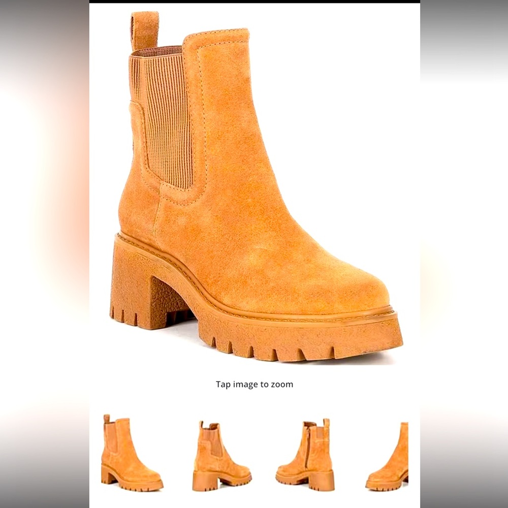 New Chelsea & Violet Lottie Suede Lug Sole Platform Chelsea Booties - Picture 3 of 10